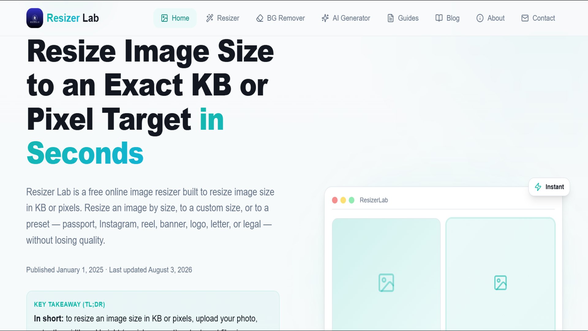 Resizer Lab – AI-Powered Image Resizing & Optimization Tool